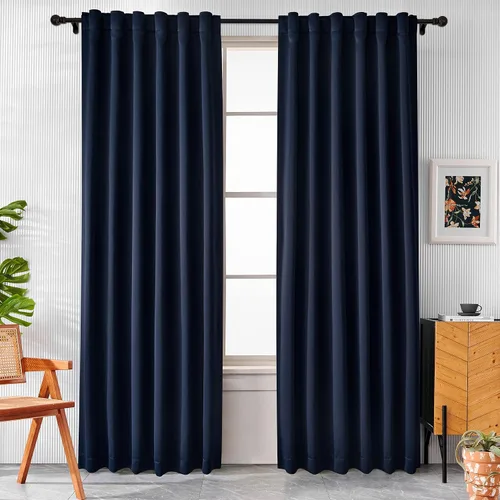 Miniatura 14 de Pickluc Cortinas opacas de 63 pulgadas de largo, 2 paneles de cortinas opacas para dormitorio o sala de estar, pestaña trasera y bolsillo para Negro