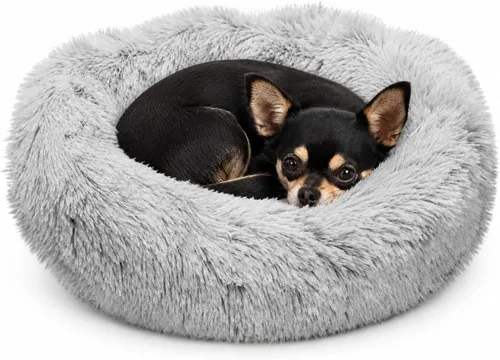 Miniatura 12 de Whiskers & Friends Camas para gatos de interior, cama mullida y calmante para gatos con forma de dona, cama para perros pequeños lavable, camas Gris
