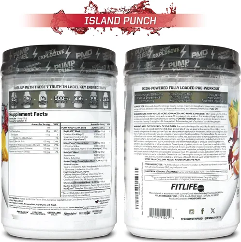 Miniatura 9 de PMD Sports Pump Fuel Ultra Medium Stim - Polvo Premium para antes del entrenamiento y bomba muscular, mayor enfoque, resistencia y recuperación