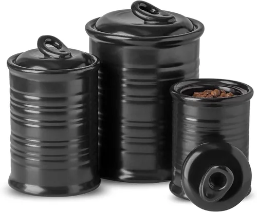 Miniatura 11 de Juegos de tarros de almacenamiento de alimentos de cerámica Nihow: recipiente con tapa de cerámica hermética para Marrón