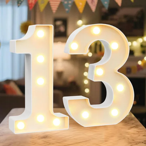 Miniatura 43 de Letrero de números con luz LED de marquesina, letrero de números de cumpleaños iluminado para decoración de fiesta de cumpleaños, pared de bar