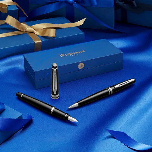 Miniatura 8 de Bolígrafo lacado negro Waterman Expert con oro, – Bolígrafo con tinta azul (s0951700), Acero inoxidable