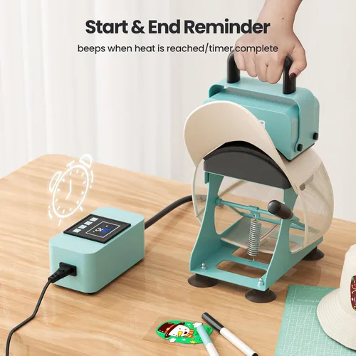 Miniatura 6 de Prensa de sombrero EENOUR, máquina de prensa de calor para sombreros con 2 planchas y estirador de casquillos, máquina de calor para sombreros