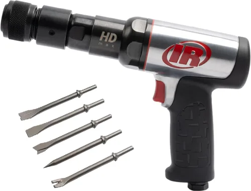 Ingersoll Rand 135MAXK Martillo Neumático de Cambio Rápido con Reducción de Vibración, Juego de Cincel de 5 Piezas, 2,600 BPM, Carrera de 3