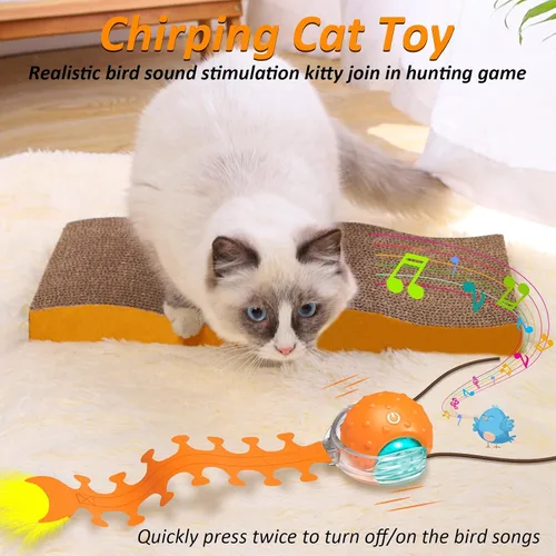 Miniatura 3 de Waaiio Juguete interactivo para gatos con cola de ciempiés, bola rodante rápida, juguetes recargables para gatos adultos aburridos