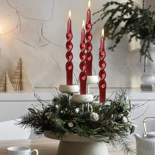 Miniatura 25 de Velas en espiral de Navidad, velas cónicas doradas, 10 pulgadas, sin perfume, para regalo de invierno, vacaciones, Navidad, decoración del hogar