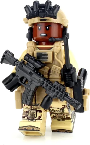 Battle Brick Minifigura personalizada de soldado de las fuerzas especiales afroamericanas | Accesorios fabricados en los Estados Unidos | Minifig