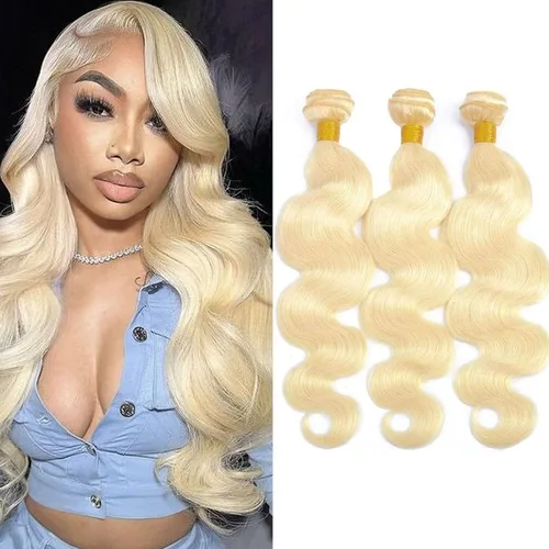 Miniatura 24 de Extensiones de cabello humano ondulado rubio 613 de 12 pulgadas, 100% sin procesar, grado 14A, cabello humano virgen brasileño sin procesar, 1