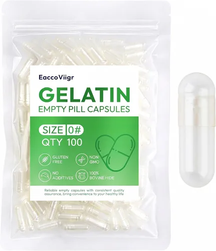 Cápsulas vacías de gelatina tamaño 0 – 100 cápsulas vacías transparentes, cápsulas de gel vacías rellenables para vitaminas y polvos caseros, fácil