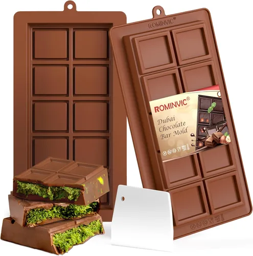 Miniatura 10 de Moldes de Chocolate, Molde y Raspador de Chocolate de Dubai para Barra Rellena, Molde Profundo Redondo de Chocolate para Caramelo de Barra