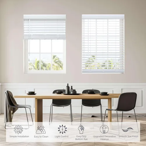 Miniatura 2 de Linen Avenue Persiana inalámbrica de madera sintética de 2 pulgadas, color blanco, 20 pulgadas de ancho x 48 pulgadas de alto, montaje