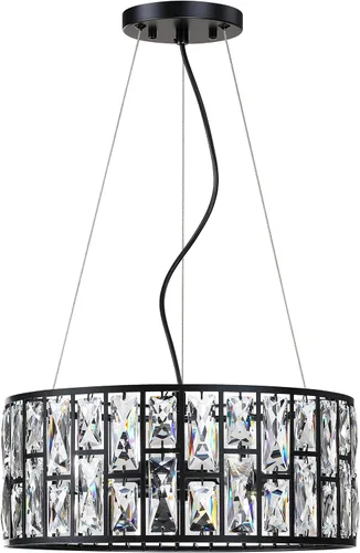 Miniatura 8 de Lámpara de techo de tambor de cristal cromada de 12 pulgadas, montaje semiempotrado, accesorio de granja para sala de estar, comedor, dormitorio