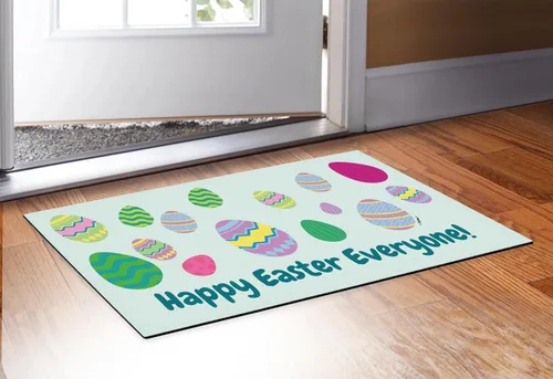 Miniatura 2 de Tapete de bienvenida al aire libre de Pascua clásico con patrón de huevo de Pascua personalizado para interiores Huevos - Personalizado