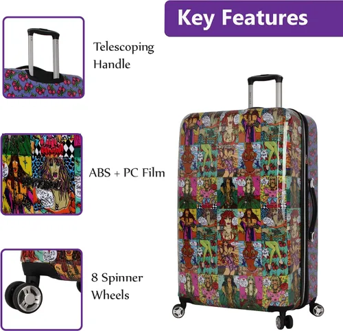 Miniatura 2 de Betsey Johnson Maleta rígida de equipaje de 3 piezas con ruedas giratorias (20 pulgadas, 26 pulgadas, 30 pulgadas) (talla única, puntal flamenco)..