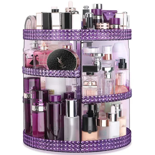 Miniatura 10 de Awenia Organizador de maquillaje giratorio de 360 grados, almacenamiento de maquillaje ajustable, 7 capas de gran capacidad, unidad