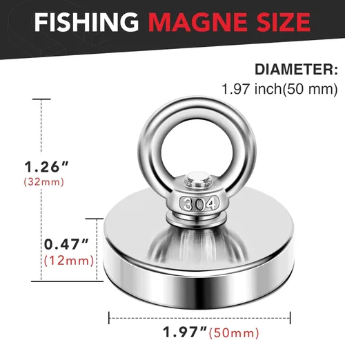 Miniatura 6 de DIYMAG Ganchos magnéticos de 30 libras + paquete de 20 (plateado) y imanes de pesca de neodimio fuertes con ojal de agujero avellanado