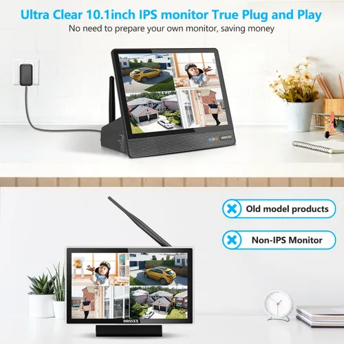 Miniatura 3 de Grabadora NVR inalámbrica de 10 canales solo con monitor IPS de 10 pulgadas, WiFi de doble banda de 5 MP 2.4G/5.8G, compatible con cámaras