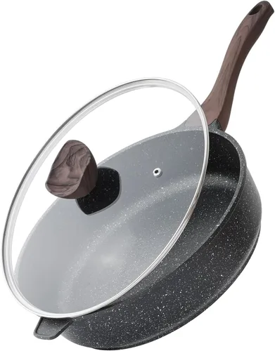 Miniatura 7 de Kordisen Sartén profunda antiadherente con tapa, sartén antiadherente de 10 pulgadas, sartén para saltear para cocinar, utensilios de cocina