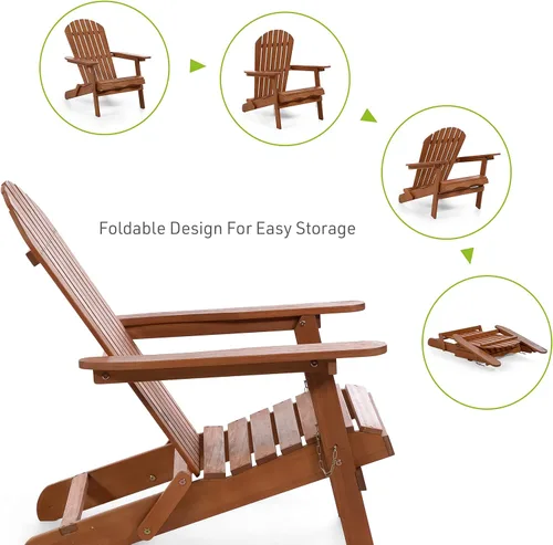 Miniatura 5 de Elk - Silla Adirondack de madera de eucalipto para patio al aire libre de 34 pulgadas de ancho para patio al aire libre, terraza, playa, jardín