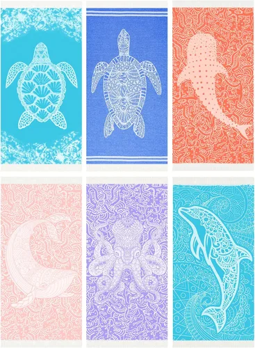 Miniatura 31 de Widdonen Toalla de playa turca fina, ligera, de secado rápido, absorbente, de algodón, para baño, piscina, toallas de natación, extra grandes, sin