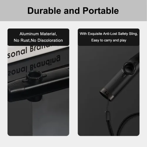Miniatura 4 de Kazoo de metal mejorado, aleación de aluminio profesional de tono ajustable Kazoo con cinco diafragmas de flauta, boquilla de grado alimenticio