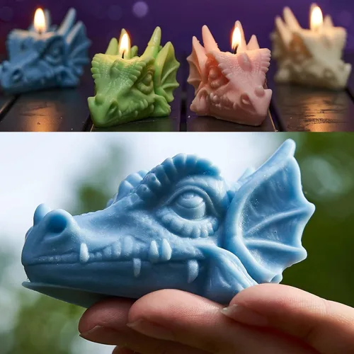 Moldes de resina de cabeza de dragón y fabricación de jabón, molde de silicona animal 3D para fabricación de velas y decoración del hogar