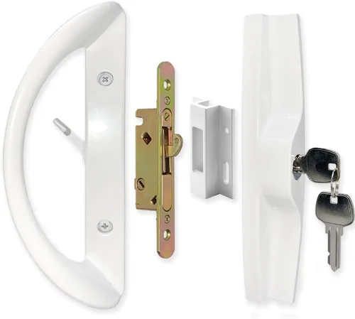Miniatura 8 de ALLYWASAI Juego de manijas de puerta corredera de patio con cerradura de muesca, placa frontal y retén, juego de cerradura de manija de reemplazo