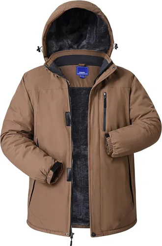 Miniatura 10 de Chaquetas de invierno para hombre, abrigos de esquí cálidos impermeables con capucha para clima frío