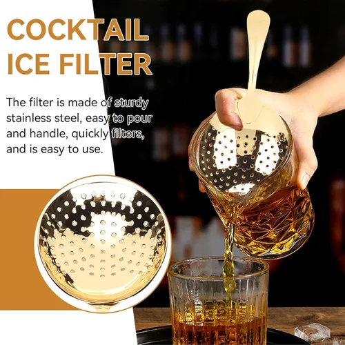 Miniatura 3 de Julep - Colador de cóctel, colador de cóctel dorado, colador pequeño con asa, colador de cóctel de acero inoxidable, herramienta de barra para uso