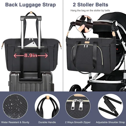 Miniatura 6 de ITIEZY Bolsa de pañales tipo tote para bebé - Bolsa grande para mamá con cambiador portátil, estuche para chupete, bolsas de hospital, bolsa