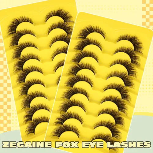 Miniatura 4 de Pestañas naturales de ojo de gato, pestañas postizas wispy de visón que parecen extensiones de pestañas de ojo de zorro, 9 pares por Zegaine
