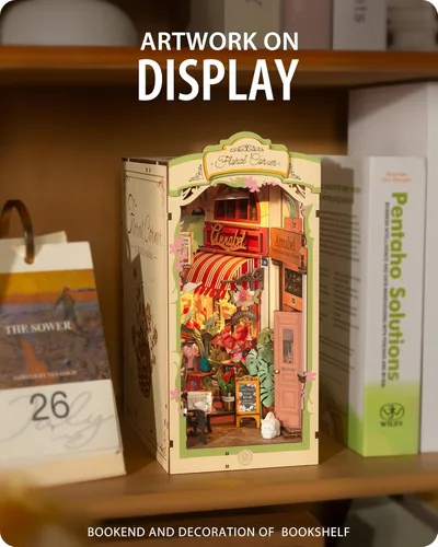 Miniatura 3 de Rincón de Libros DIY Esquina Floral, Kits de Rompecabezas 3D Rincón de Libros para Adultos, Rincones de Libros Decorativos para Estantería Escenas