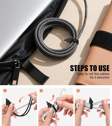 Miniatura 4 de Organizador de cables de silicona, 12 piezas de 4.5 pulgadas, reutilizables, lindas corbatas de Navidad para agrupar cables eléctricos en el hogar