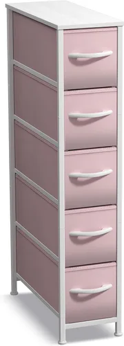 Miniatura 30 de Sorbus Cómoda Estrecha para Niños con 4 Cajones - Cajonera de Almacenamiento Vertical Delgada con Marco de Acero, Superficie de Madera y Tinte pastel