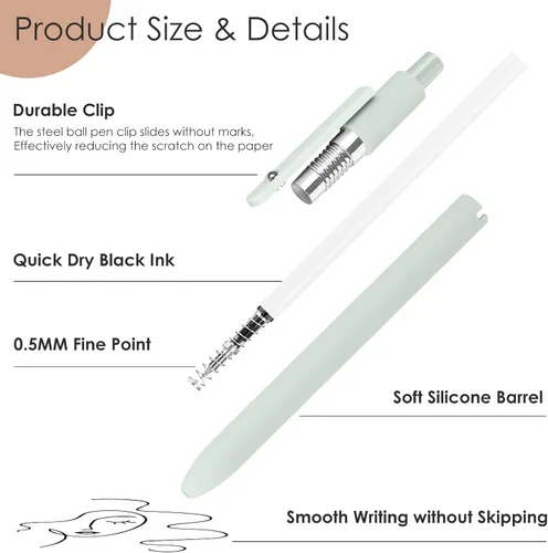 Miniatura 3 de Hapikalor Bolígrafos de gel, 6 piezas 0.5mm con tinta negra de secado rápido, bolígrafos de punta fina y escritura suave, regalos bonitos