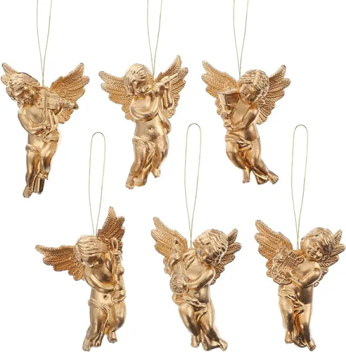 PRETYZOOM 24 adornos de árbol de ángel de Navidad de 2.4 pulgadas, querubín de ángel, decoración para colgar, decoración de Navidad, invierno,
