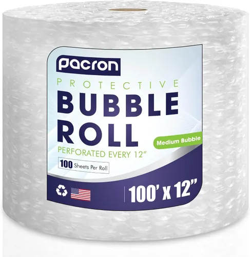 Rollo protector de burbujas – 100 pies x 12 pulgadas transparente, 5/16 pulgadas densa amortiguación de burbujas medianas para artículos frágiles,