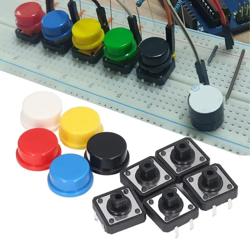 Miniatura 4 de Juego de 25 piezas de interruptor táctil táctil momentáneo multicolor interruptor táctil redondo 0.472x0.472x0.287 in 4 pin Micro interruptor táctil