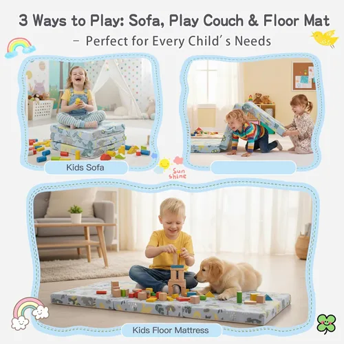 Miniatura 3 de Tiita Colchón de suelo plegable para niños, tapete para siesta que brilla en la oscuridad con bolsa de almacenamiento, futón portátil para niños