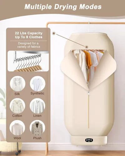 Miniatura 4 de Secadora de ropa portátil de flujo de aire de abajo hacia arriba, secado uniforme, sin deformación, seca completamente mangas y dobladillos