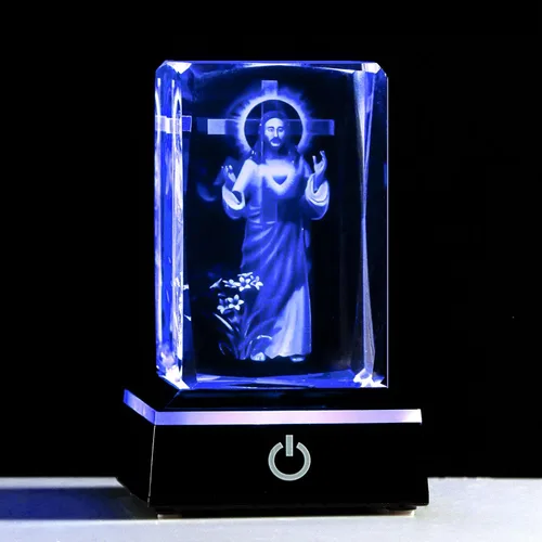Miniatura 12 de Movdyka Estatua de cristal 3D de Virgen María, regalos religiosos para mujeres y hombres, figura religiosa con grabado láser cristiano, adornos