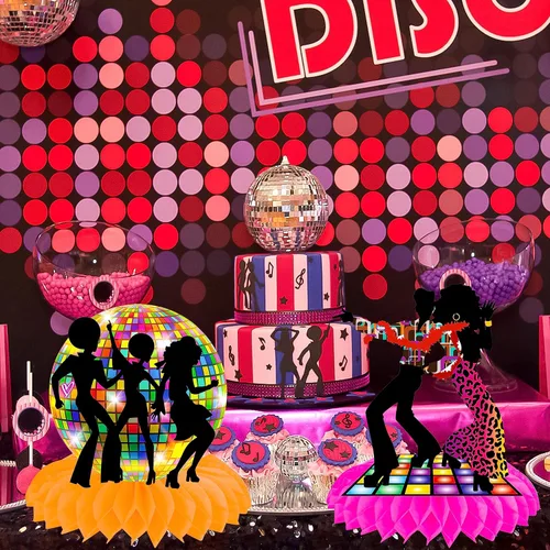 Miniatura 5 de Centros de mesa de fiesta de discoteca de los años 70, decoración de fiesta de fiesta de fiesta de fiesta de reina bailarina, suministros de fiesta