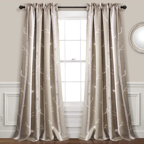 Miniatura 12 de Lush Decor - Cortinas con filtro de luz en el árbol, con diseño de pájaro azul en el árbol, para sala, comedor, dormitorio (par) 84 pulgadas