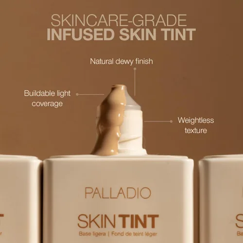 Miniatura 2 de Palladio Tinte para la piel con aloe, niacinamida y ácido hialurónico, cobertura transparente a media, acabado brillante, maquillaje de base ligero