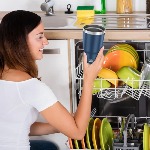 Miniatura 7 de WETOWETO - Vaso de 30 onzas con tapa, de acero inoxidable aislado al vacío, taza de viaje para agua y café con doble pared, con recubrimiento