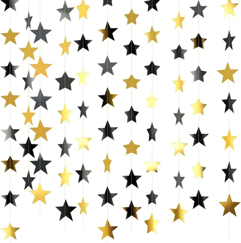 Patelai Guirnalda de estrellas con purpurina 2026, decoración de graduación de 130 pies, pancarta colgante de estrella para fiesta, cumpleaños,