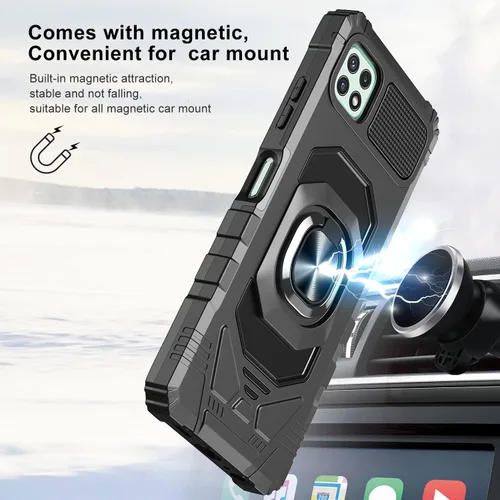 Miniatura 2 de Funda compatible con Boost Mobile Celero 5G Plus 2023 con protector de pantalla de vidrio [grado militar] anillo de montaje en automóvil con soporte