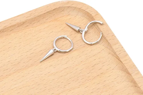 Miniatura 3 de Aretes colgantes de plata de ley 925 con pequeños aretes redondos