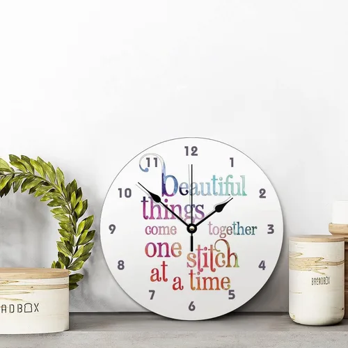 Miniatura 2 de Reloj de pared para tejer uno a la vez, divertido reloj de madera moderno 10 silencioso, sin tictac, de cuarzo, funciona con pilas, para sala