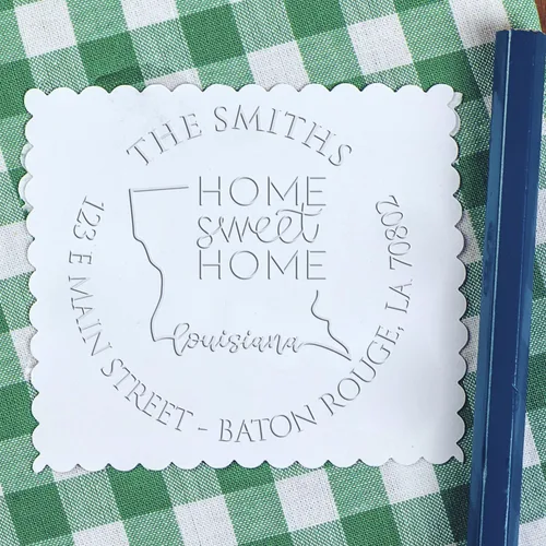 Miniatura 79 de Sello en relieve de dirección personalizado para nuevos propietarios de viviendas, sello redondo de 1-5/8 para dirección de casa, estampado